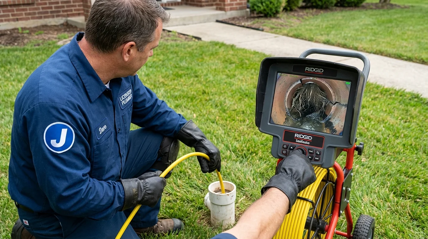 Sewer camera inspection being performed by Johns Plumbing LLC in Malta