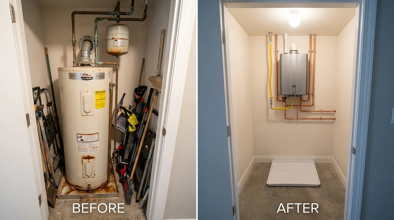 Tank water heater versus wall-mounted tankless unit comparison for Malta, IL homeowners